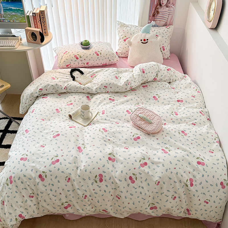 Sábana floral de algodón Juego de cuatro piezas Funda de edredón de algodón 100 Funda de almohada Juego de cama de tres piezas Se puede lavar a máquina 25 modelos domésticos