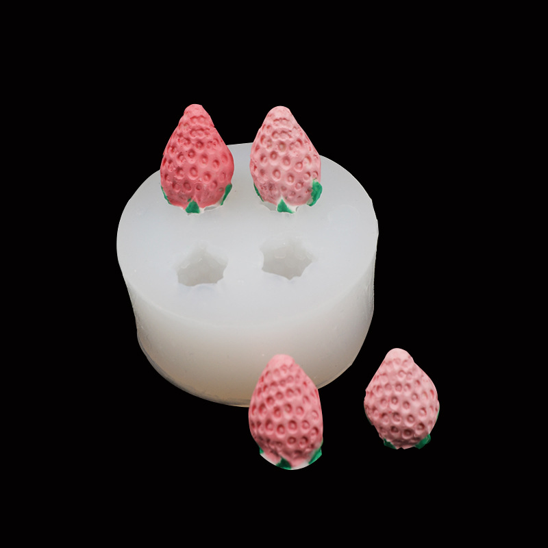 Lindo tridimensional de la fresa de silicona fondant pastel de hornear de chocolate epoxi DIY molde de arcilla hecha a mano