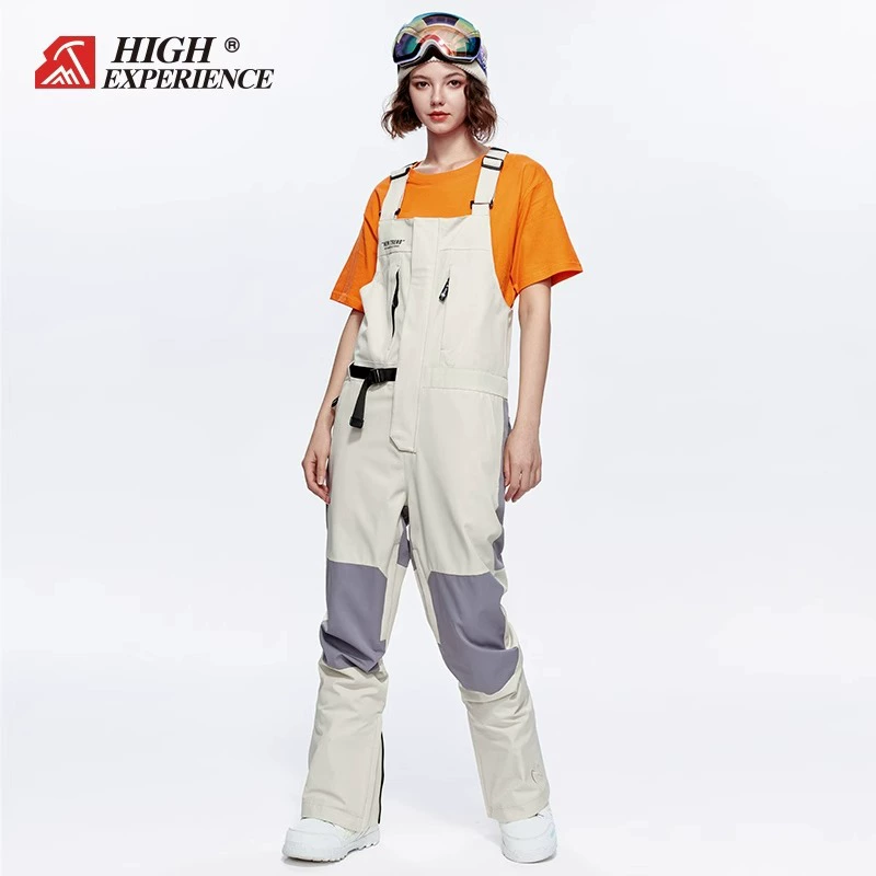 Зимний лыжный комбинезон для женщин, водонепроницаемый и теплый, рабочая одежда в стиле ламмы, с цветовыми блоками для сноуборда, морозостойкий, мужской облегающий цельный костюм.