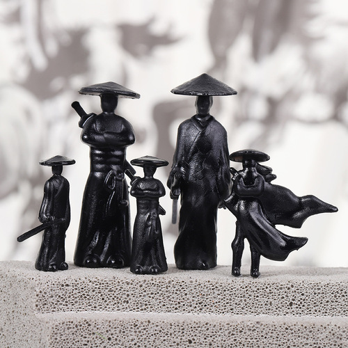 Ancient Style Martial Arts Hero Car Center Console PVC Ornament Car Display Decor Martial Arts Swordsmanship Figure Hand Puppet