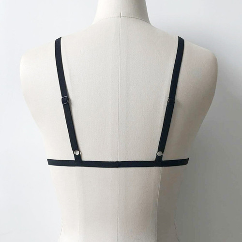 Foreign trade European and American sexy tops hollow solid color elastic band straps halterneck women's fashion bra wholesale dropshipping 1591