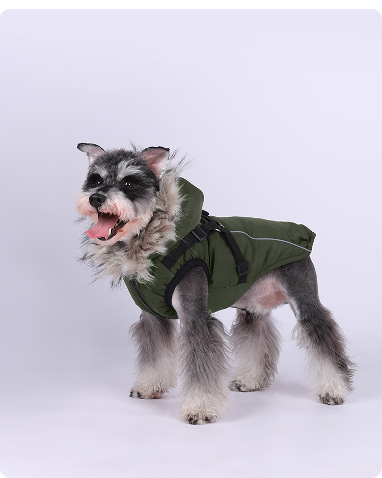 Casaco de inverno para cães acolchoado impermeável com capuz_voghion.com