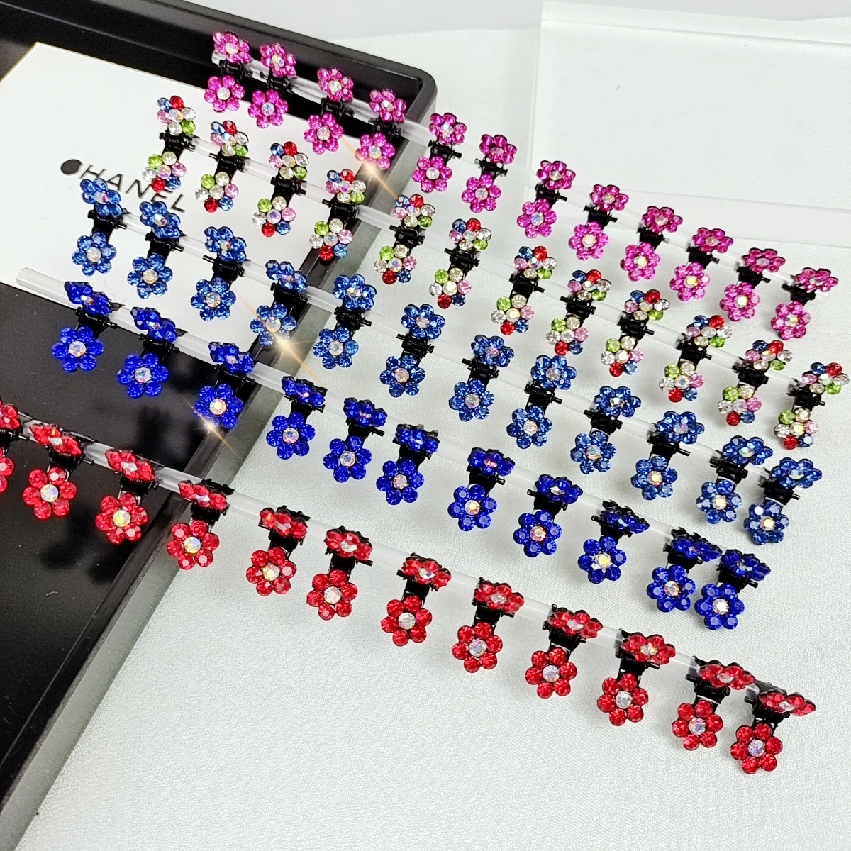 新款兒童彩色花朵小抓夾盤發卡鑲鑽蝴蝶小發抓時尚公主小梅花髮夾