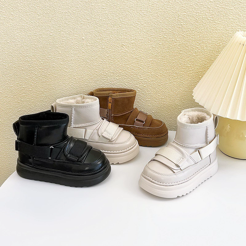 Детские снегоступы зимние новые бархатные утолщенные девушки большие хлопчатобумажные туфли теплая водонепроницаемая обувь для мальчиков