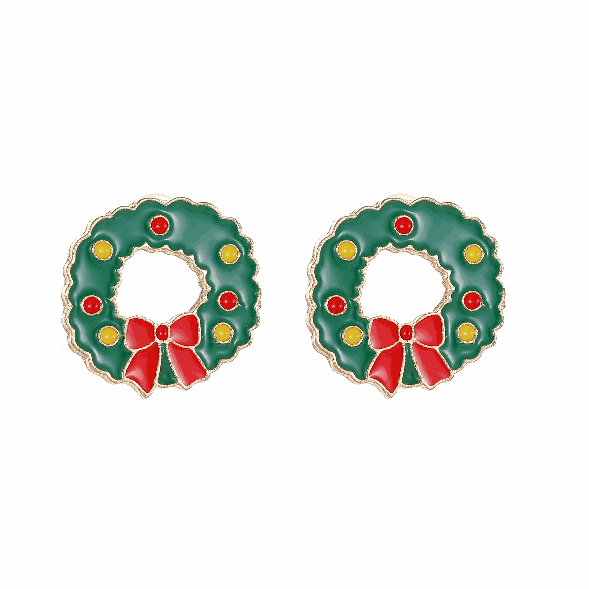 Daily, Festival Occasion 1 Pair Christmas Cute Geometric Christmas Hat Santa Claus Alloy Ear Studs