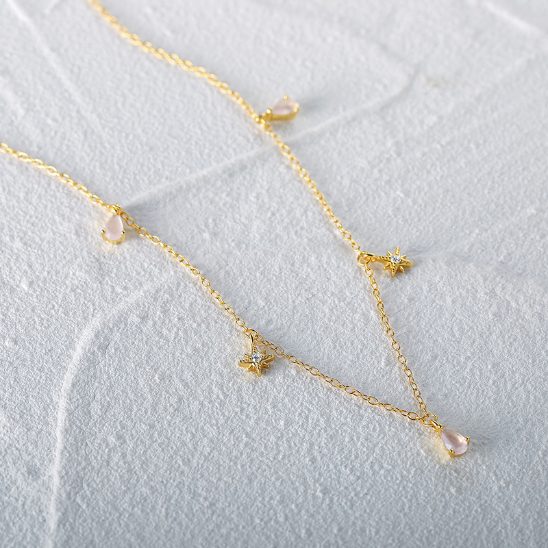 Necklace Classification 925 Sterling Silver Geometric Star Artificial Gemstones Necklace