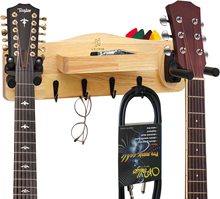 跨境新款多功能吉他壁挂架尤克里里木质吊架实木置物架子可定制