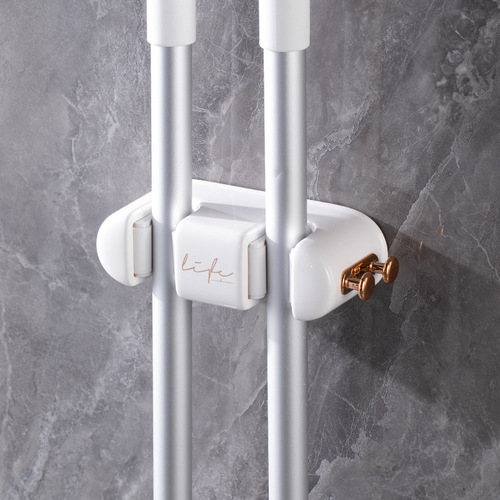 Self-designed light luxury style mop holder cross-border punch-free bathroom bathroom multi-functional mop holder broom holder