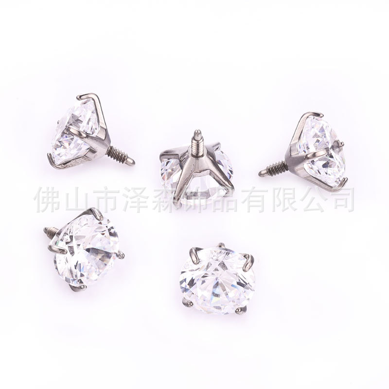 F136 Titanium Alloy Ear Stud Long Teeth 5A Claw Zirconium G23 Titanium Ear Bone Nail Accessories External Teeth Lip Nail Human Puncture Jewelry detail image 13