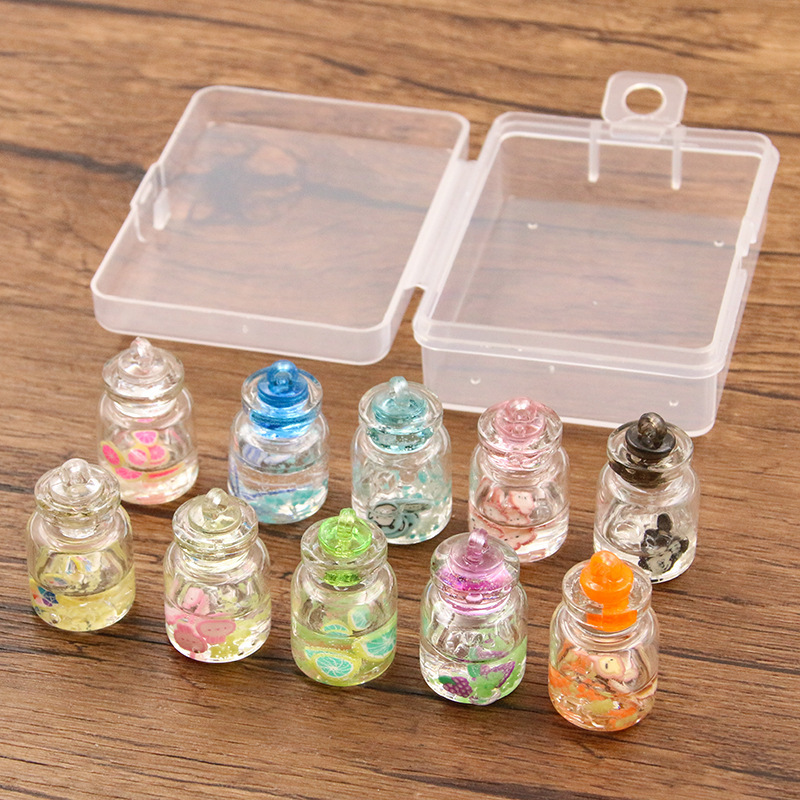 6 A box of 16*27mm transparent glass bottle pendant simulation DIY jewelry accessories key chain earrings