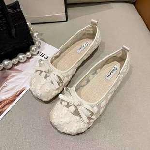 Mary Jane Sandals Summer New Breathable Mesh Maternity Shoes Flat Bean Shoes Fairy Matching Skirt Baotou Shoes