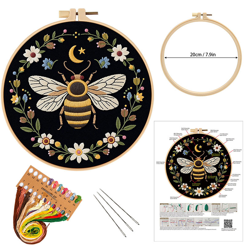 Nuevo producto original europeo bordado DIY material paquete luna dorada flores de abejas Inglés aguja Francia comercio exterior transfronterizo