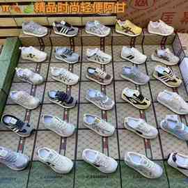网面阿甘女鞋杂款尾货新款圆头厚底牛绒皮系带舒适休闲运动休闲鞋