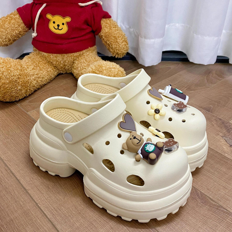 Ultra-High Thick-Soled Clogs for Women, New 10cm Summer Outer Wear Non-Slip Thick-Soled Beach Toe-Toe Two-Wear Clogs