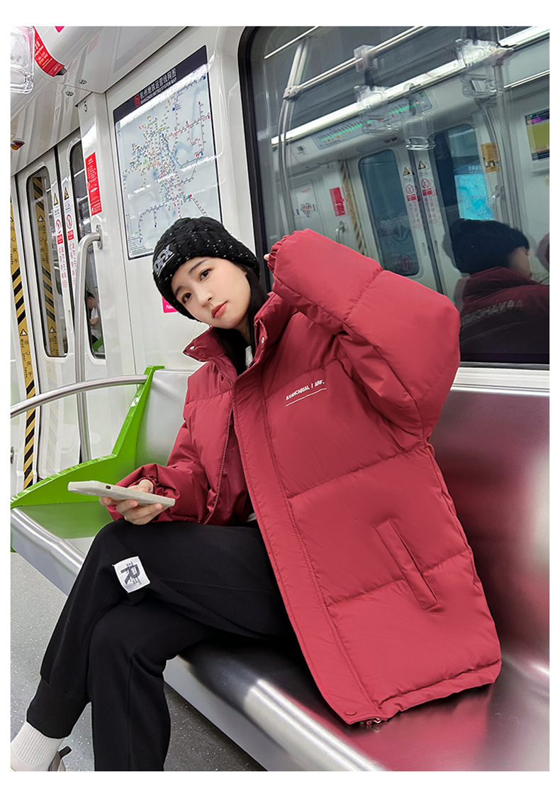 Women's Down Coat Mid Length Standing Collar Thickened Bread Style_voghion.com