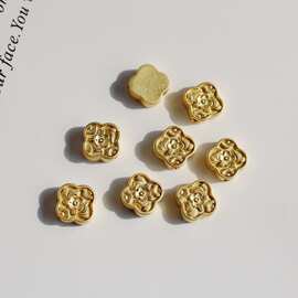 18K包金保色复古刻花通孔花朵配件隔珠配饰diy手工串珠手链