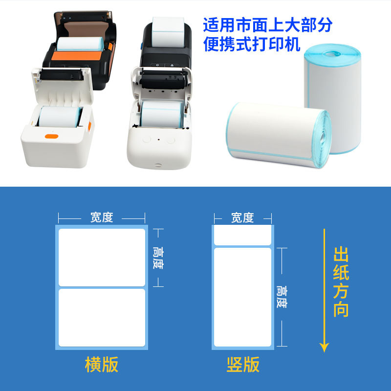 小卷芯热敏不干胶标签纸快递驿站标签手持便携式打印机热敏纸贴纸|undefined