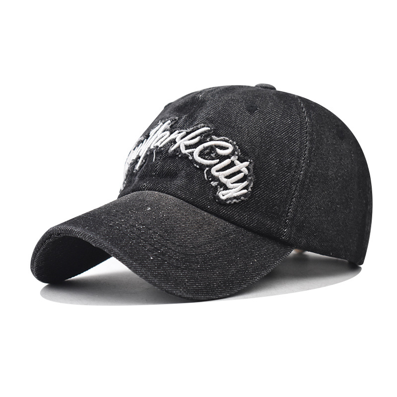 Lavados coreanos para hacer viejas letras bordadas sombreras de béisbol de la ciudad de Nueva York personalidad masculina y femenina sombrera de lengua de pato image 7