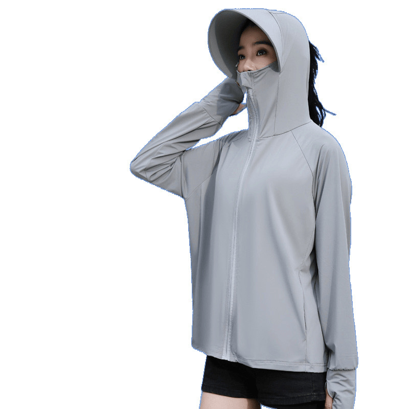 Ropa de mujer verano 2024 nueva seda de hielo al aire libre sombrilla facial mediano largo suelto fábrica de ropa transpirable comercio al por mayor