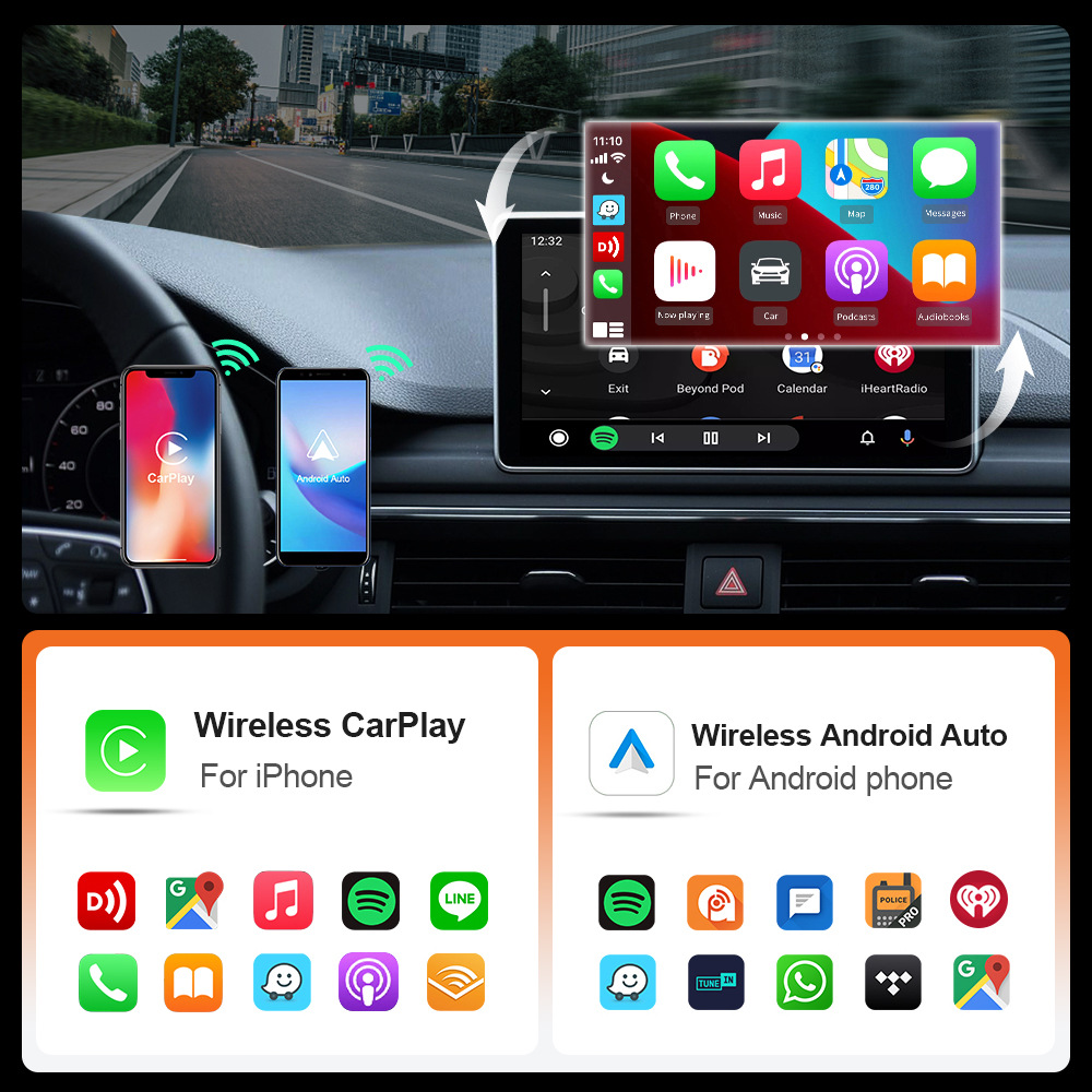 New Hot-Selling Wired-To-Wireless Carplay Box/Android Auto Two-In-One Adapter Car Connectivity Box