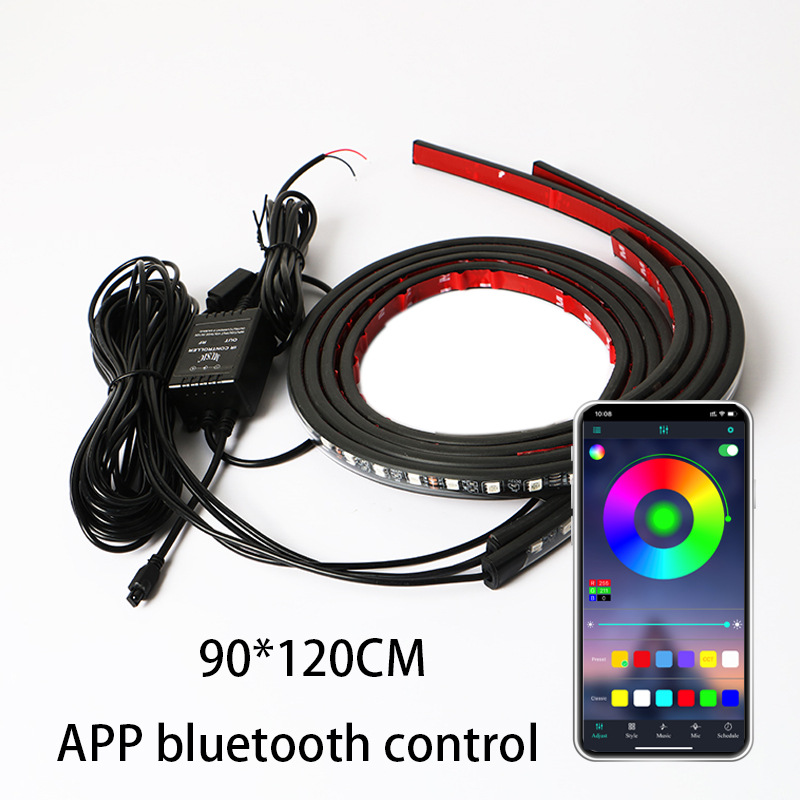 Caraf coche colorido RGB chasis luz aplicación decorativa luz de la atmósfera controlada por voz luz 90*120 120*150cm