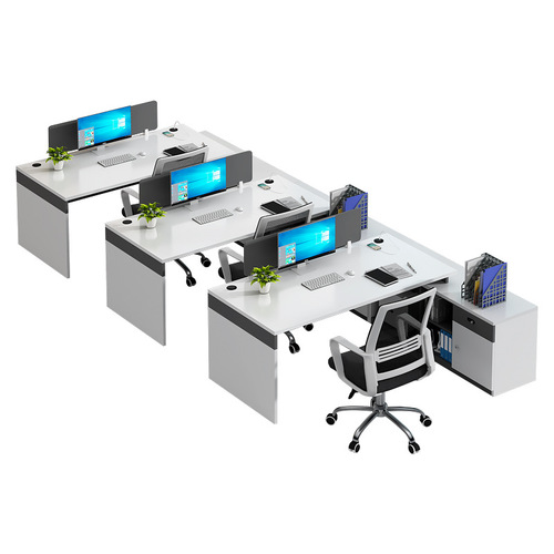 Office desk and chair set, minimalist modern three-person office desk, office financial room partition desk