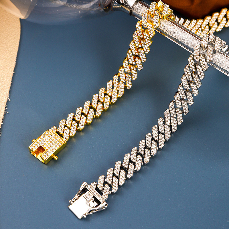 15mm Hip Hop American Full Diamond Cuban Bracelet Versatile Fashion Personalized Jewelry_voghion.com