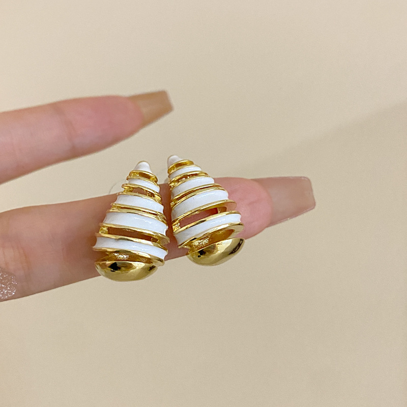 Women's Gender 1 Pair Vintage Style Stripe Water Droplets Enamel Plating Copper Ear Studs
