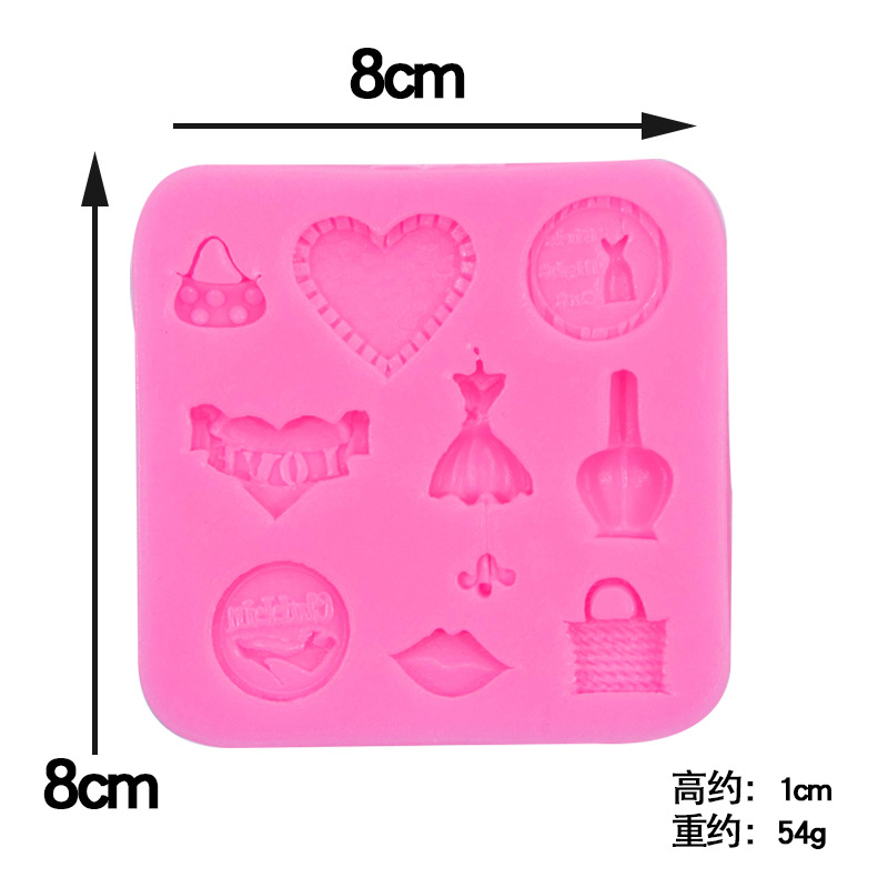 Maquillaje serie polvo pastel sombra de ojos perfume bolsa cosmética modelado silicona fondant pastel hornear decoración molde