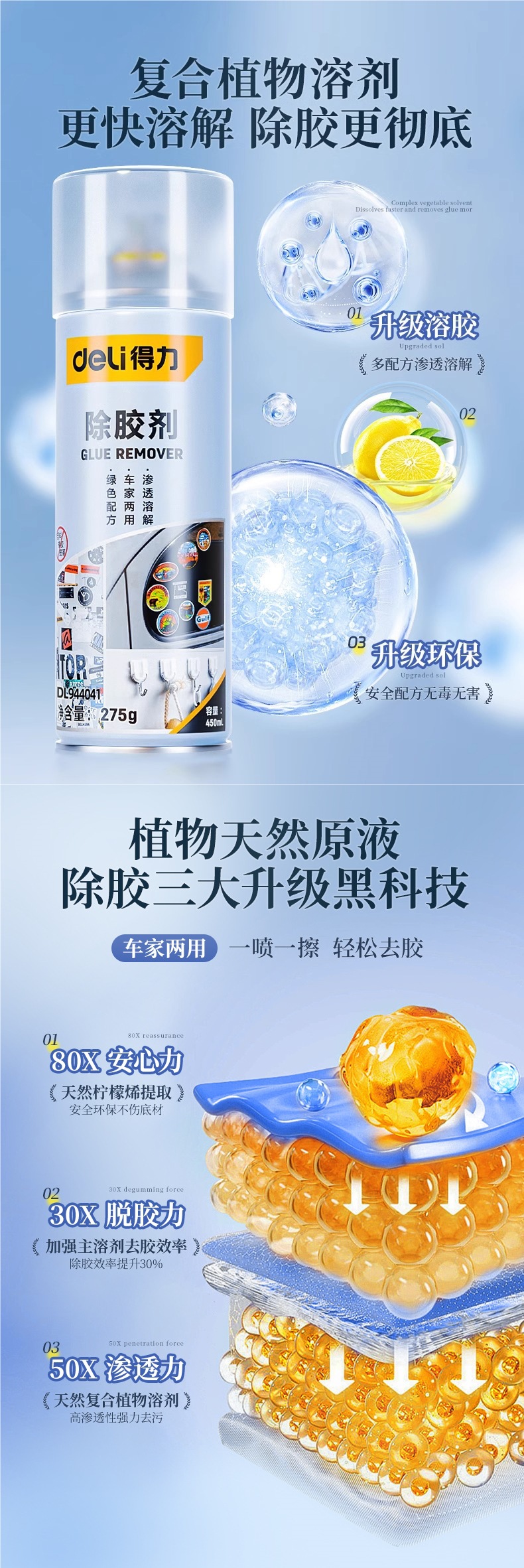 Powerful Adhesive Remover for Household Use, Universal Glue Remover for Strong Car Glass Double-Sided Tape Residue and Adhesive Removal