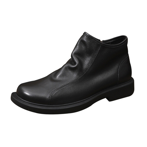 New style Martin boots without lining, men's short boots, high-top leather shoes, men's Korean style trendy soft leather boots, Chelsea boots