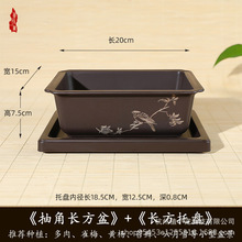 简约风格长方形树脂花盆加厚耐用可放桌面阳台室内外多种植物适用