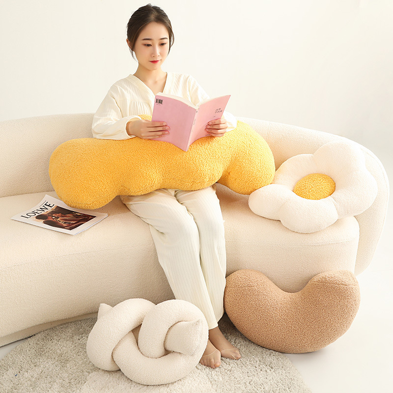 Nuevo estilo simple almohada de peluche floral almohada de peluche nudo donut almohada de cama almohada de cojín grande almohada al por mayor
