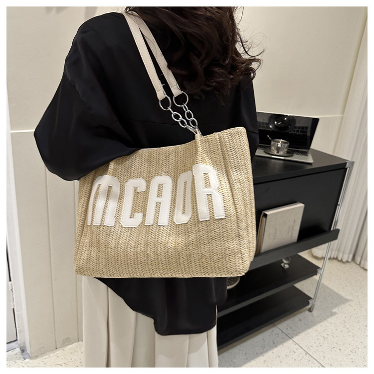 Large capacity fashion tote bag 2025 new style this year's popular woven single-shoulder bag underarm letter handbag wholesale undefined
