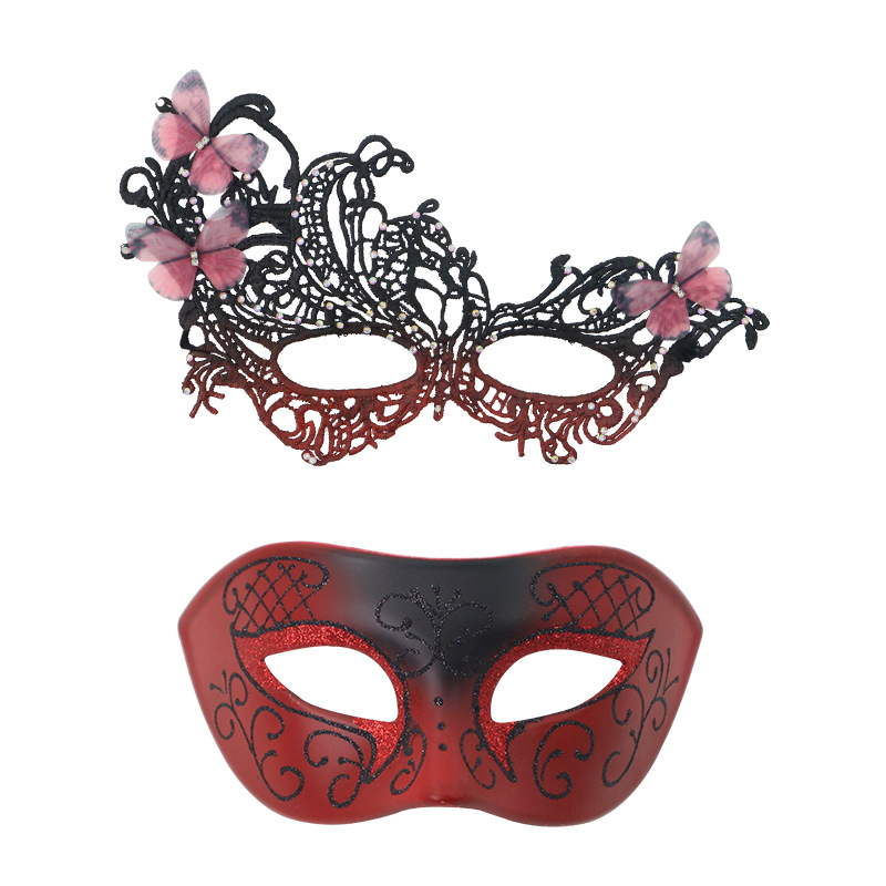 Amazon máscaras de moda europeas y estadounidenses máscaras de mitad de cara fiestas de baile pareja cara