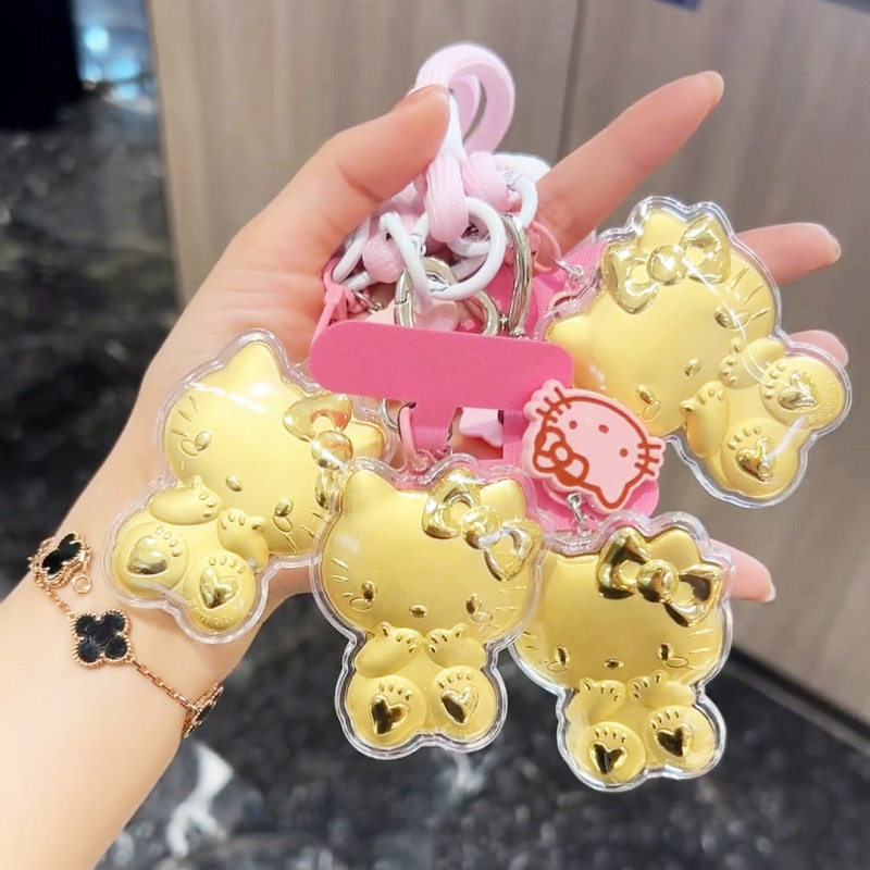 純金 999KT 猫キーホルダーかわいい漫画ハローキティバッグペンダントペンダントお土産子供のギフト|undefined