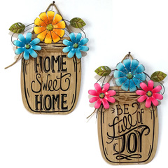 Wholesale Spring Garden Flower Basket with Matching Flowers, Wooden Hanging Tag, Wood Craft Easter Gift Basket Decor