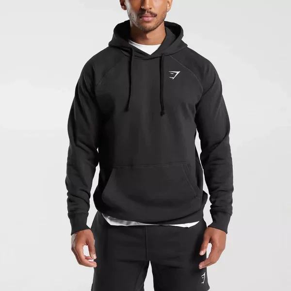 Crest Hoodie Sports Fitness Sweatshirt Men's Pullover Fleece-Lined Training Loose Hooded
