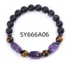 Fashionable accessory, crystal, square agate bracelet natural stone, round beads, European style