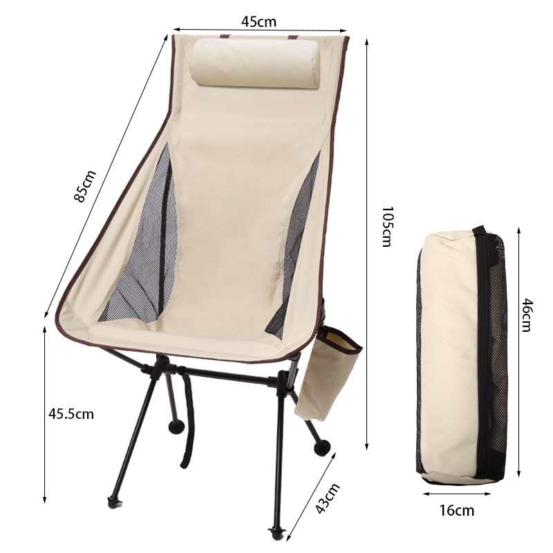 Silla plegable de aleación de aluminio ultraligera al aire libre Silla de espacio aumentada portátil silla trasera pesca ocio Silla de Luna transpirable
