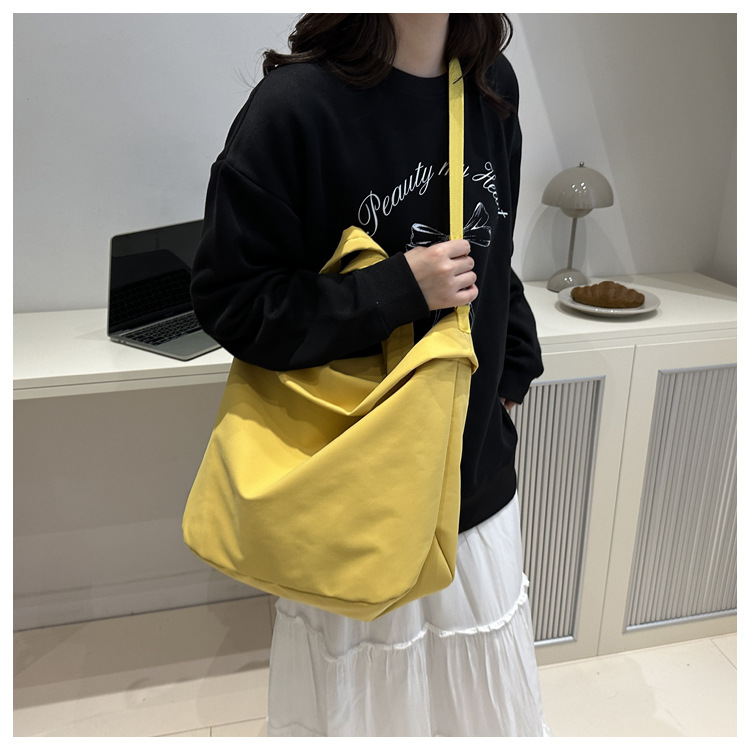 New casual nylon fashion solid color 2024 large-capacity solid color tote canvas crossbody single-shoulder hand-held Tote bag undefined