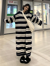 新款大码女装胖mm秋冬季毛衣高级感慵懒风日系休闲长款针织连衣裙