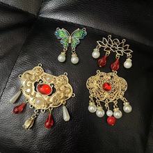 合金饰品配件高级感金属饰品半成品项链配饰水钻珍珠吊坠双孔挂件