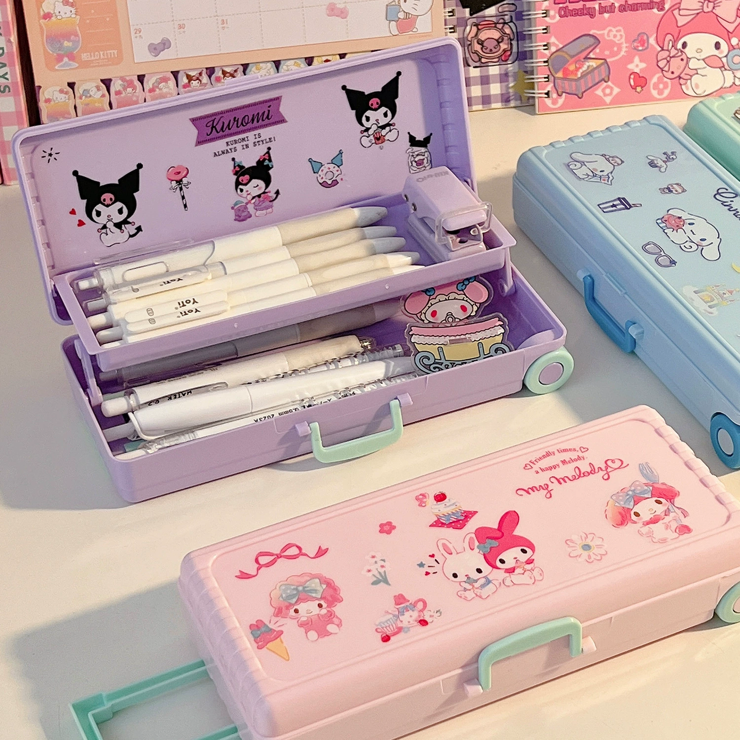 Sanrio, пенал, двойной слой детский универсальный чемодан для начальной школы