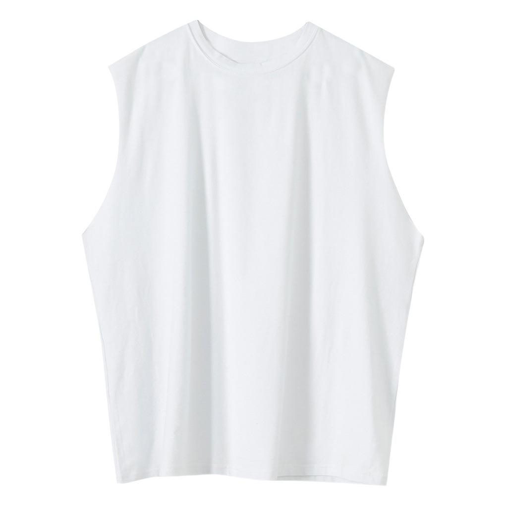 Ropa de hombre MTLClothes | ins verano estilo coreano hombres sueltos chaleco blanco puro chaleco fitness camiseta moda