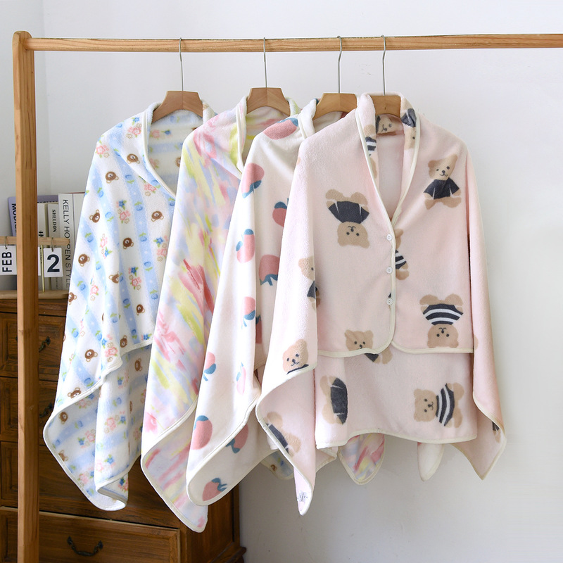 Flannel Shawl Blanket Autumn and Winter Pregnant Women Postpartum Shoulder Protection Warm Cloak Office Air-Conditioned Room Neck and Shoulder Shawl Blanket