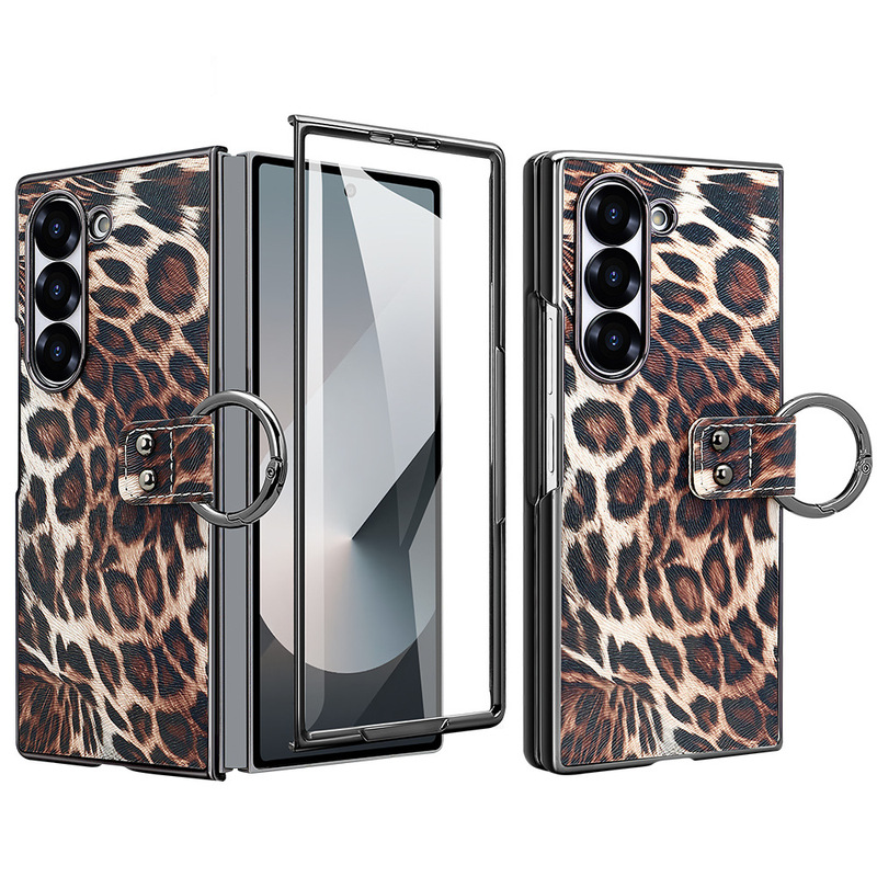 Samsung Fold6 携帯電話ケース、シェルとフィルム一体型携帯電話ケース Fold5 ヨーロッパとアメリカのファッションヒョウ柄リング携帯電話ケースに適しています。|undefined