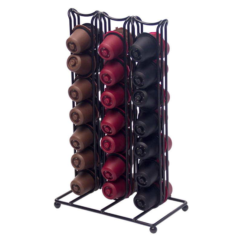 Double-Sided 6-Compartment 42-Capsule Coffee Rack Desktop Electroplated Gold Storage Nespresso Capsule Rack