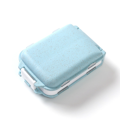 Wheat straw three-layer 8-grid pill packaging box for one-week travel plastic storage box portable pill box