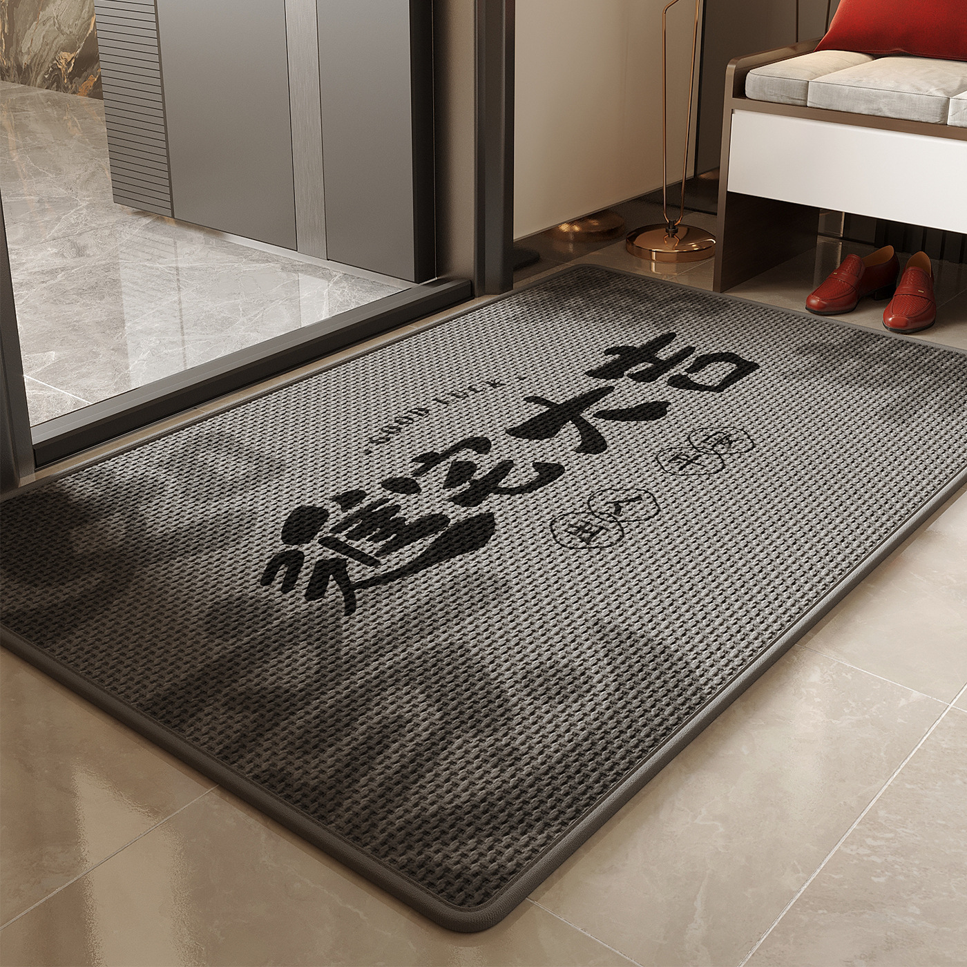 2026 nueva alfombra de puerta roja de alto nivel alfombra de puerta alfombra de pie sin lavado se puede personalizar alfombra de tejido